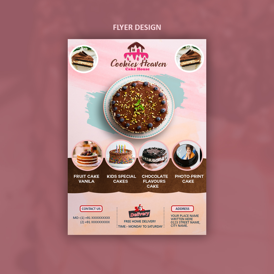 Cookies Heaven Cake House Promotional Flyer Design
