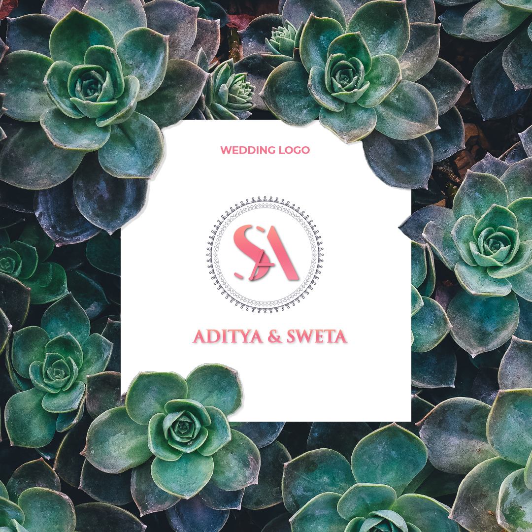 Elegant Wedding Logo Design with Floral Green Background – Custom Couple Monogram